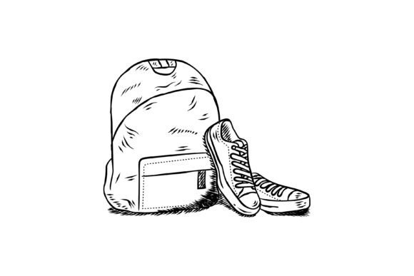 Bag and Shoes Illustration Line for Graphics and Digital Products