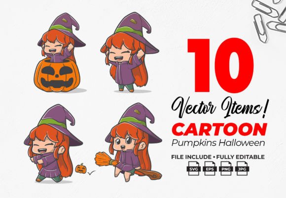Cute Witch Girl Graphics for Illustrations