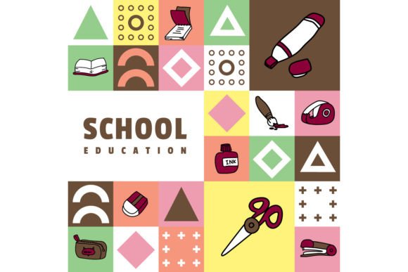 Flat Square School Education Banner Art Review