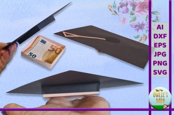 Graduation Box for Money with Monograms in 3D SVG Shapes