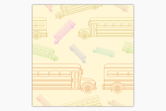 Outline School Bus Seamless Pattern for Graphic Design