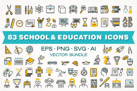 School and Education Color Icons Graphics