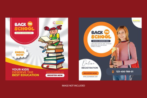School Education Admission Graphics for Social Media Templates
