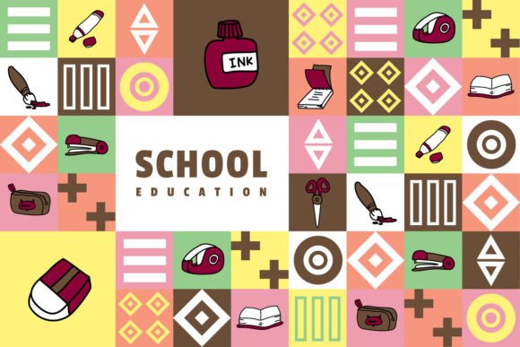 Simple Flat Design School Education Art for Modern Web Graphics