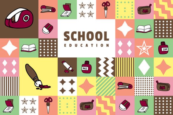 Simple Flat Design School Education Graphics for Branding
