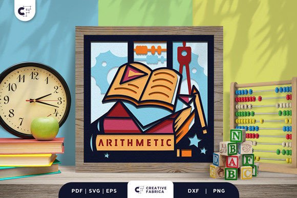 Stack of Arithmetic Books 3D Shadow Box